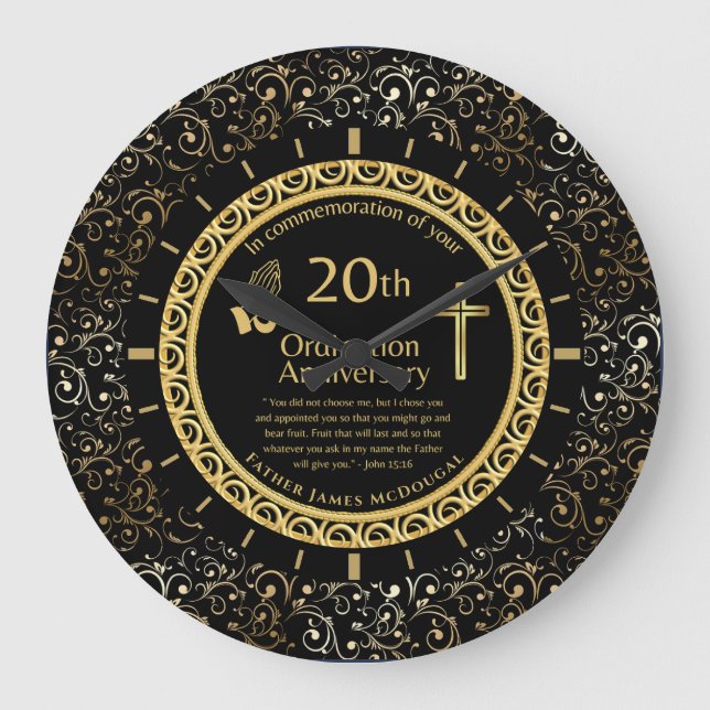 20TH Ordination Anniversary Priest PERSONALIZED  Large Clock (Front)