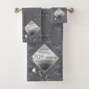 20th Platinum Emerald Anniversary Bath Towel Set