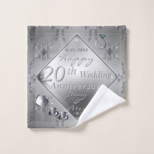 20th Platinum Emerald Anniversary  Bath Towel Set