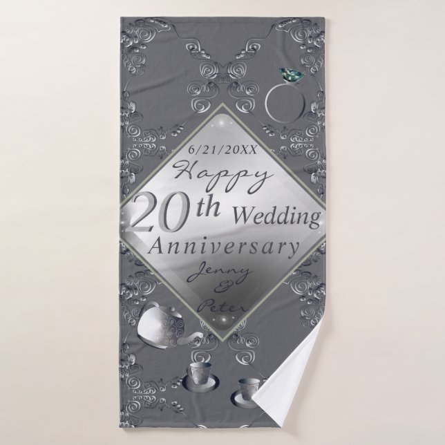 20th Platinum Emerald Anniversary Bath Towel Set (Bath Towel)