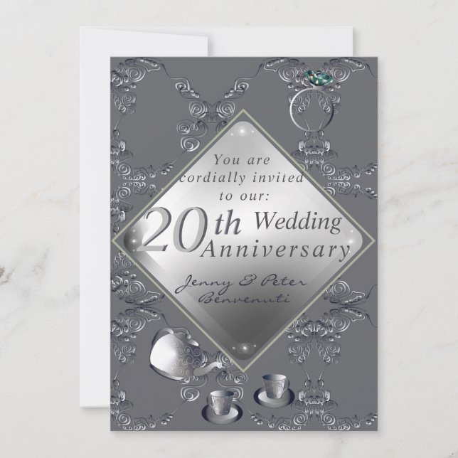 20th Platinum Emerald Anniversary Invitation (Front)