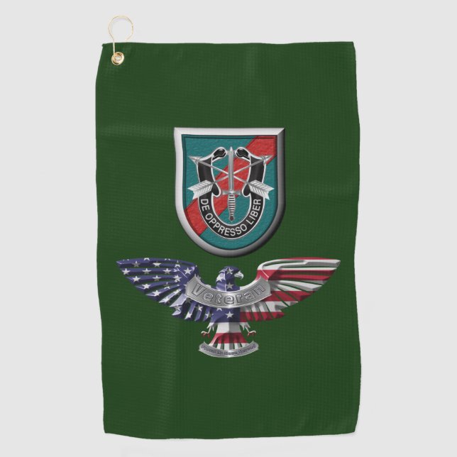 20th Special Forces Group Veteran Eagle Golf Towel (Front)
