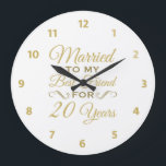 20th Wedding Anniversary Best Friend Large Clock<br><div class="desc">Celebrate a milestone anniversary of marriage with this romantic gift idea with fancy gold lettering. For husband and wife who best friends!</div>