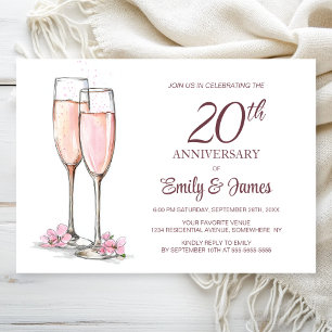 20th Wedding Anniversary Champagne Invitation