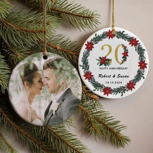20th Wedding Anniversary Christmas Gifts Ornament