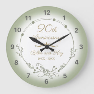 20th Wedding Anniversary Elegant Large Clock