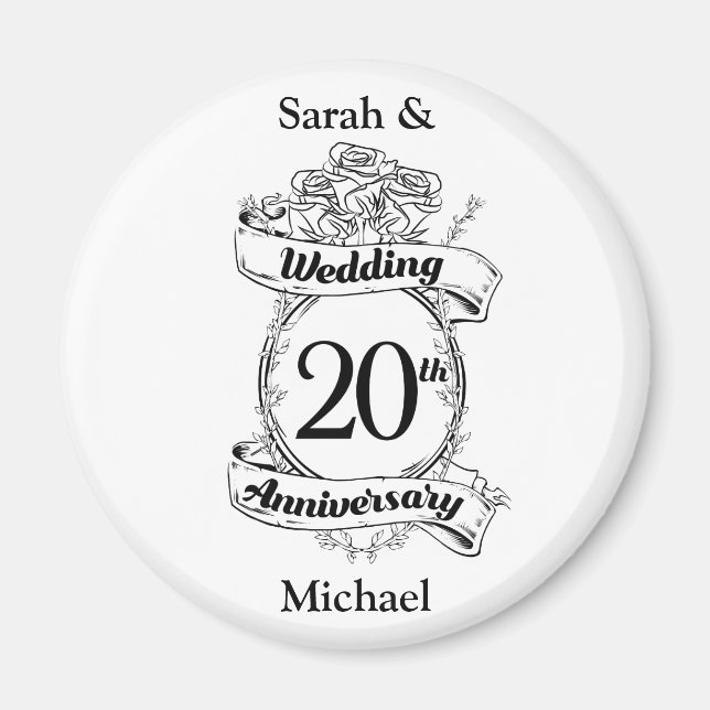 20th Wedding Anniversary Flowers Magnet (Front)