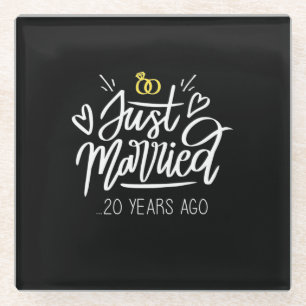 20th Wedding Anniversary Glass Coaster