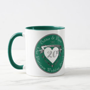 20th Wedding Anniversary Heart Emerald  Mug