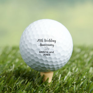 20th Wedding Anniversary Heart Golf Balls