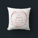 20th Wedding Anniversary Hearts Cushion<br><div class="desc">Celebrate a milestone wedding anniversary with this gorgeous and elegant wall clock with a design featuring a wreath with red and pink hearts.</div>