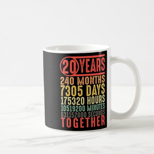 20th Wedding Anniversary Him Her Matching Couples  Coffee Mug (Right)