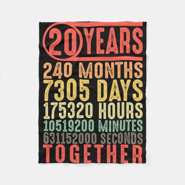 20th Wedding Anniversary Him Her Matching Couples  Fleece Blanket (Front)