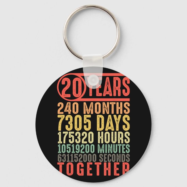 20th Wedding Anniversary Him Her Matching Couples  Key Ring (Front)