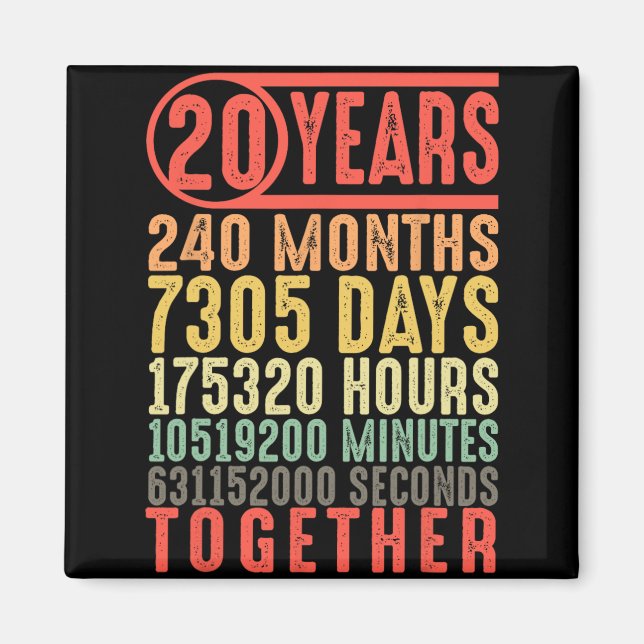 20th Wedding Anniversary Him Her Matching Couples  Magnet (Front)