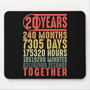 20th Wedding Anniversary Him Her Matching Couples Mouse Pad