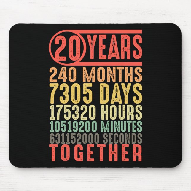 20th Wedding Anniversary Him Her Matching Couples  Mouse Pad (Front)