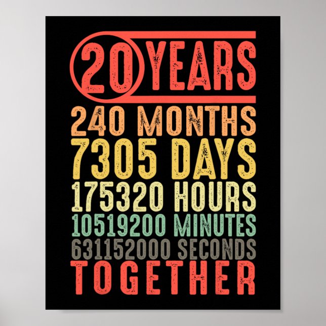 20th Wedding Anniversary Him Her Matching Couples  Poster (Front)