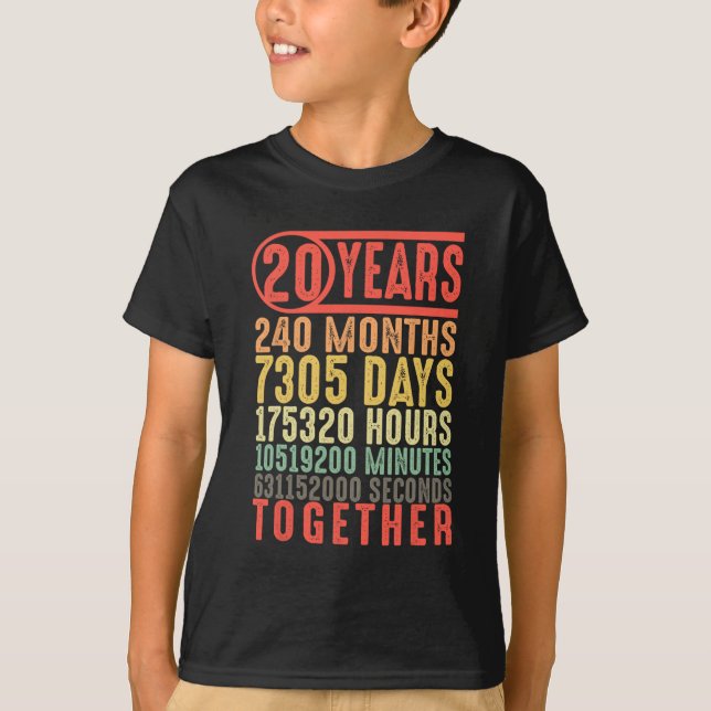 20th Wedding Anniversary Him Her Matching Couples  T-Shirt (Front)