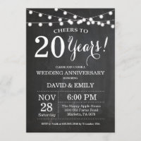 20th Wedding Anniversary Invitation Chalkboard