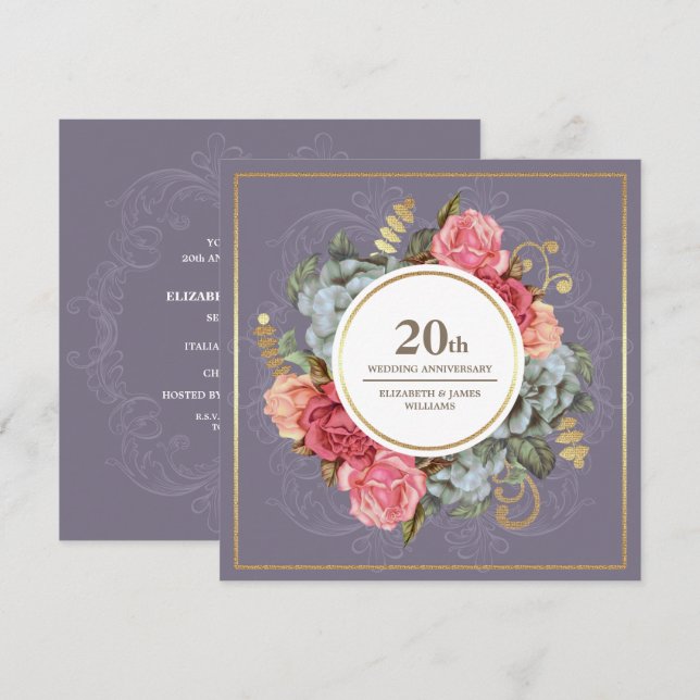 20th Wedding Anniversary Party Invitations (Front/Back)