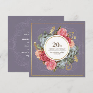 20th Wedding Anniversary Party Vintage Floral Invitation