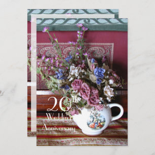 20th Wedding Anniversary Party Vintage Teapot Invitation