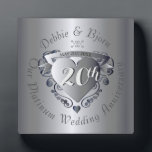 20th Wedding Anniversary Platinum Heart Emblem Plaque<br><div class="desc">A lovely plaque with your 20th wedding anniversary milestone honored with my original  3D heart emblem and medallion typography. Beautiful and affordable,  what could be better?!</div>