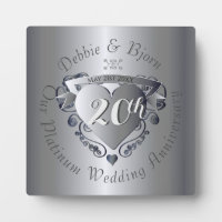 20th Wedding Anniversary Platinum Heart Emblem