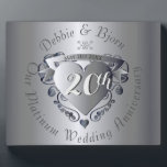 20th Wedding Anniversary Platinum Horizontal Plaque<br><div class="desc">A lovely plaque with your 20th wedding anniversary milestone honoured with my original  3D heart emblem and medallion typography. Beautiful and affordable,  what could be better?!</div>