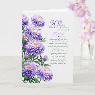 20th Wedding Anniversary Romantic Purple Asters Card