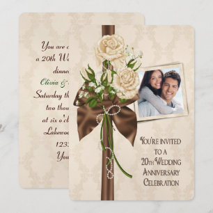 20th Wedding Anniversary Roses Invitation