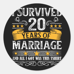 20th Wedding Anniversary Shirt Couples Husband Wif Classic Round Sticker
