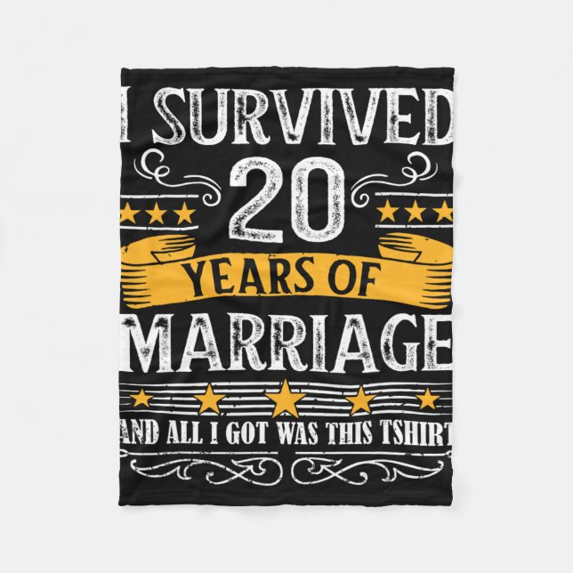 20th Wedding Anniversary Shirt Couples Husband Wif Fleece Blanket (Front)
