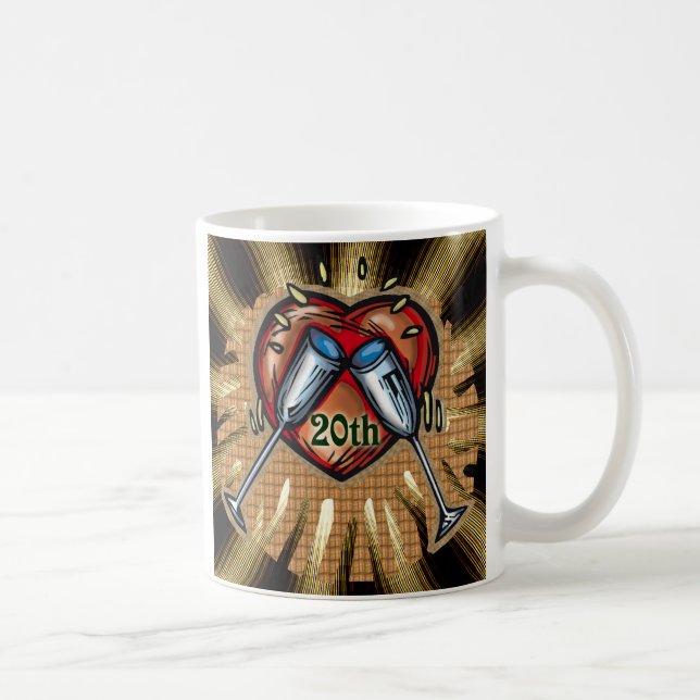 20th wedding anniversary square coffee mug (Right)