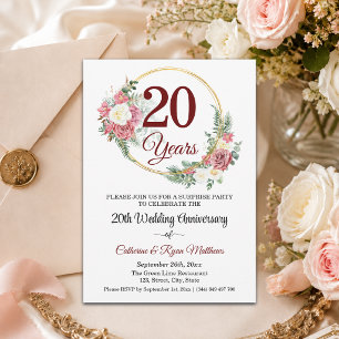 20th Wedding Anniversary Surprise Party Floral Invitation