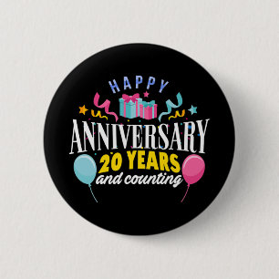 20th Wedding Anniversary T-shirt For Couples 20 Ye 6 Cm Round Badge