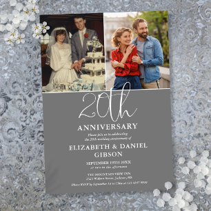 20th Wedding Anniversary Then And Now 2 Photo Invitation
