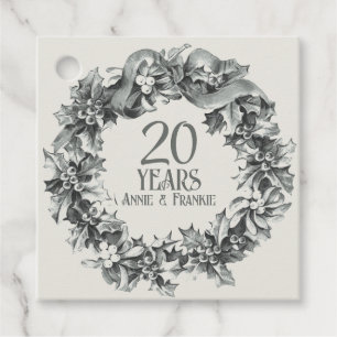 20th Wedding Anniversary vintage antique stylish Favour Tags