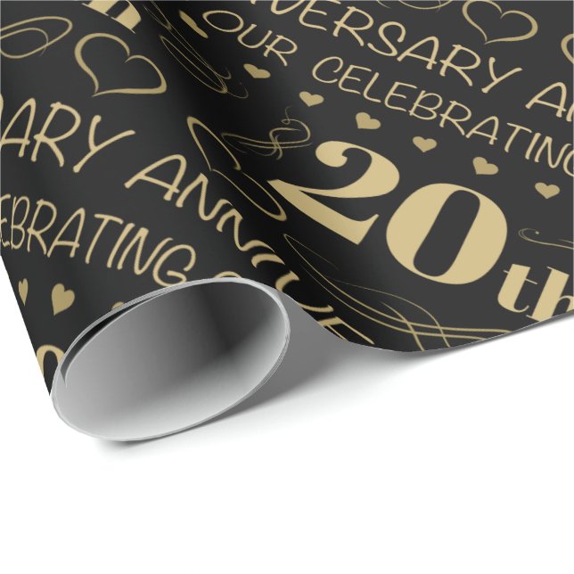 20th Wedding Anniversary Wrapping Paper (Roll Corner)