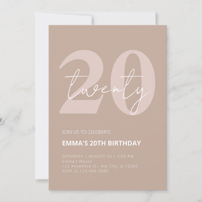 20th year celebration birthday invitation (Front)