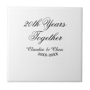20th Years together anniversary name date year sim Ceramic Tile