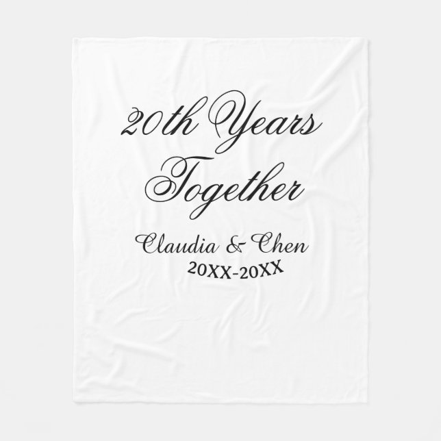 20th Years together anniversary name date year sim Fleece Blanket (Front)