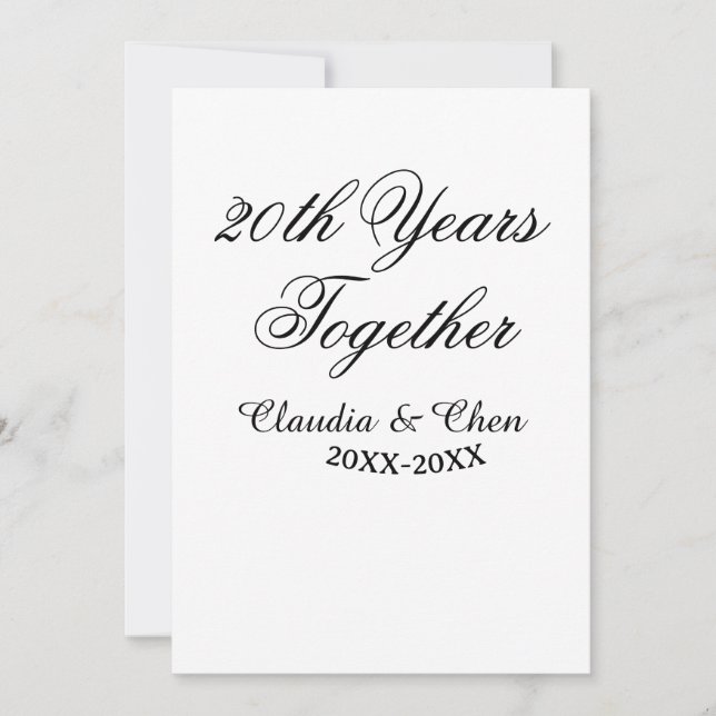 20th Years together anniversary name date year sim Invitation (Front)