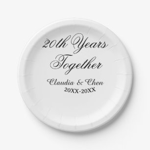 20th Years together anniversary name date year sim Paper Plate