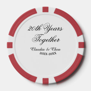 20th Years together anniversary name date year sim Poker Chips