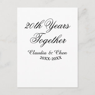 20th Years together anniversary name date year sim Postcard
