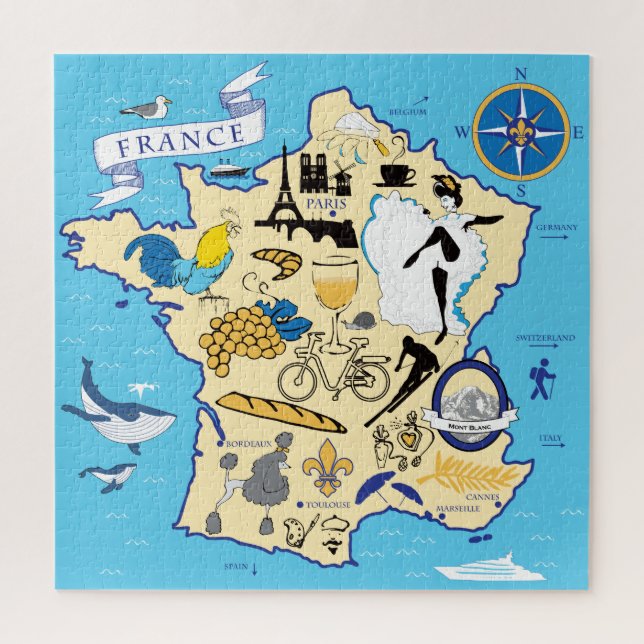 20x20 Map of France Puzzle for Colorblind People (Vertical)
