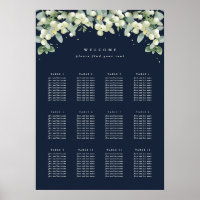 20x28" 12 Tables of 10 Seating Chart Poster