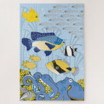 20x30 Art Deco Ocean Puzzle for Colorblind People<br><div class="desc">This stylised Art Deco-inspired scene features plenty of sea life,  all in shade of blue,  yellow,  grey,  black and white. This puzzle is fun on its own,  but also makes a great gift for someone living with the most common form of colorblindness.</div>
